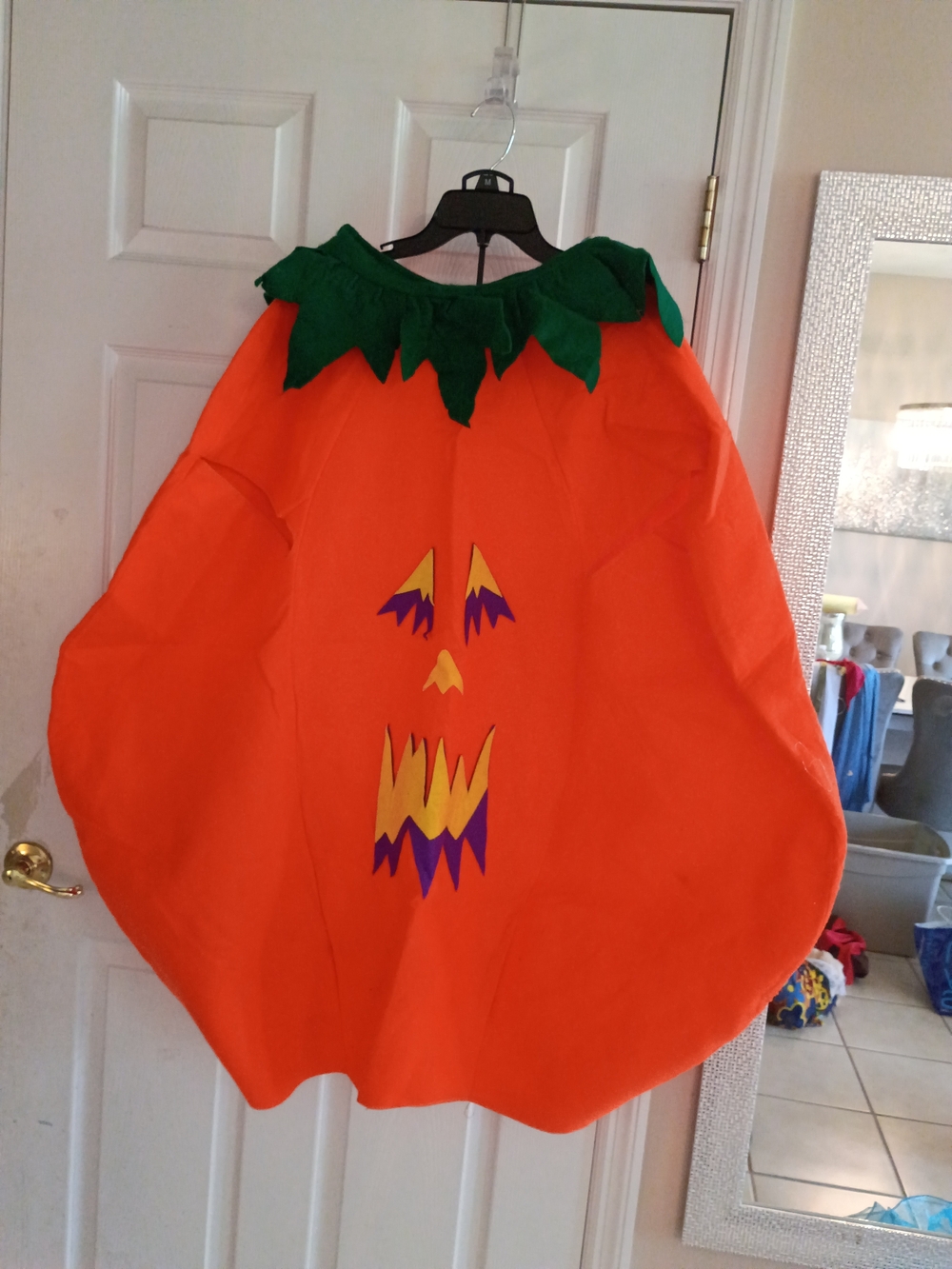 Adult Men Woman Old Fashioned Pumpkin Costume - Orange with Green Collar